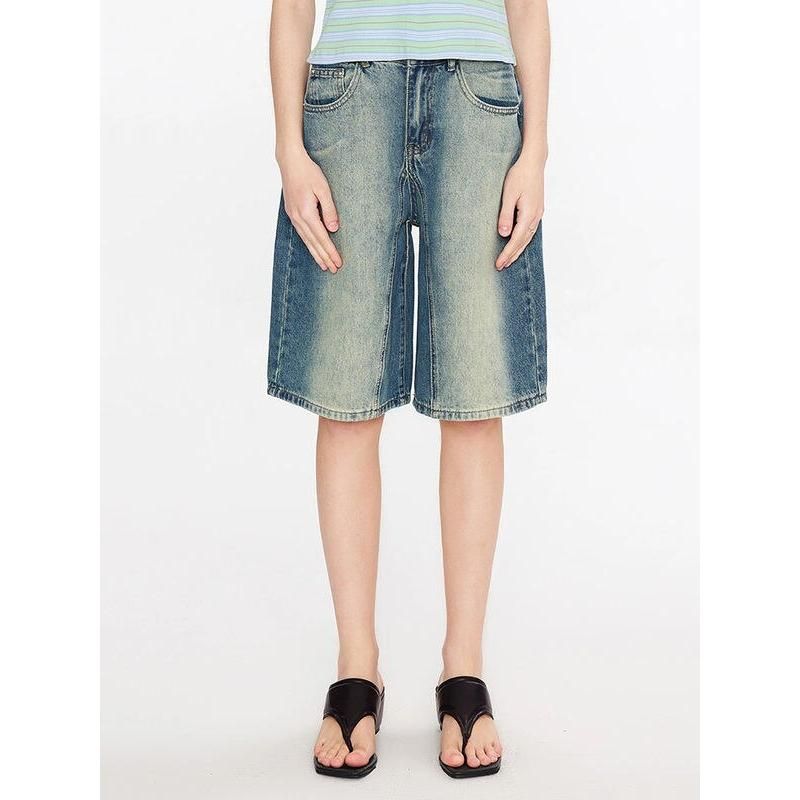 Y2K Vintage Gradient High Waist Baggy Denim Shorts